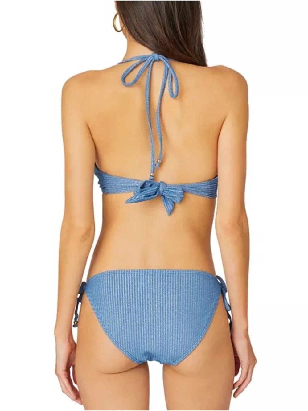 Shoshanna Sea Blue Shimmer Side Tie Bikini Bottom